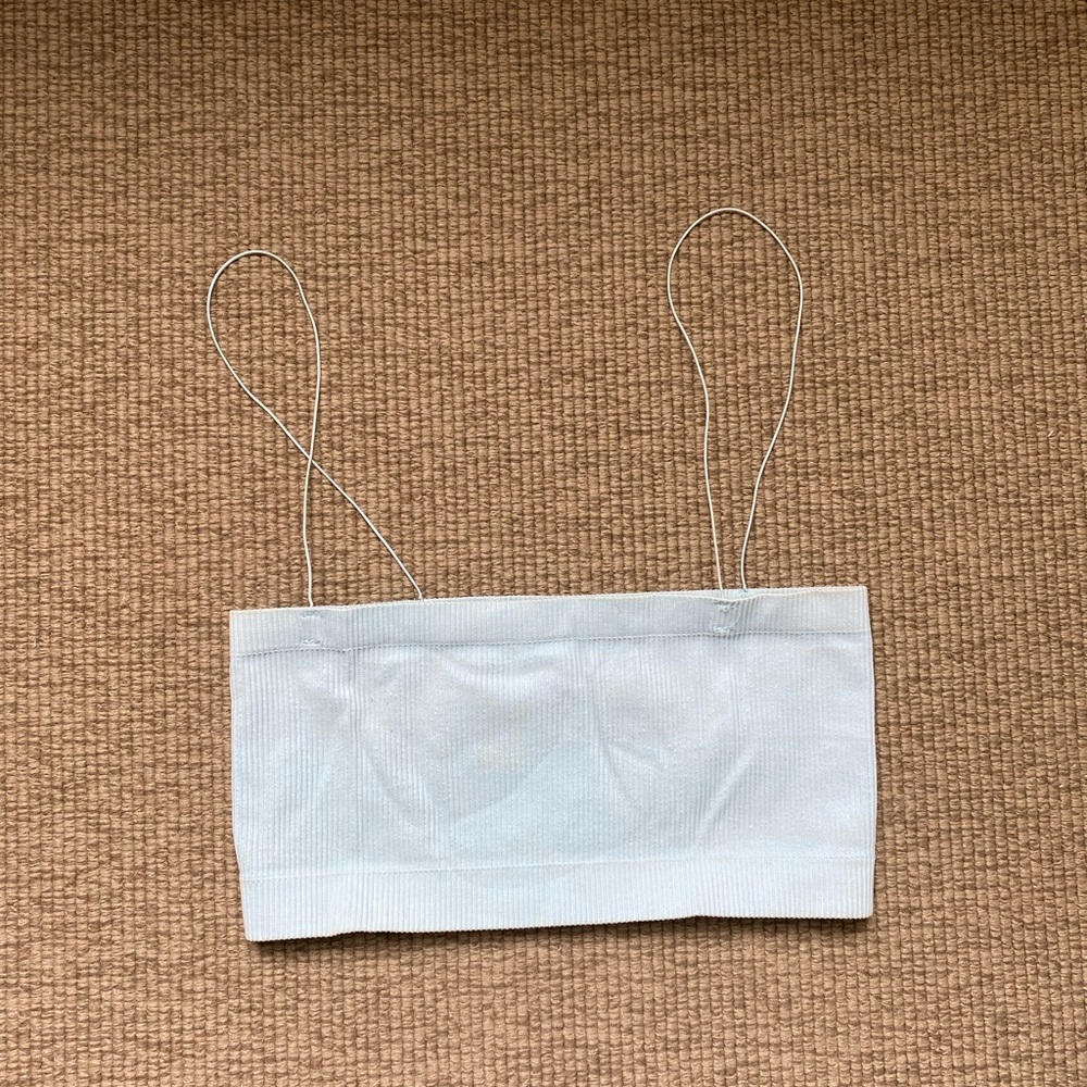 Bandeau top with thin straps - is light blue (looks whiter in picture)